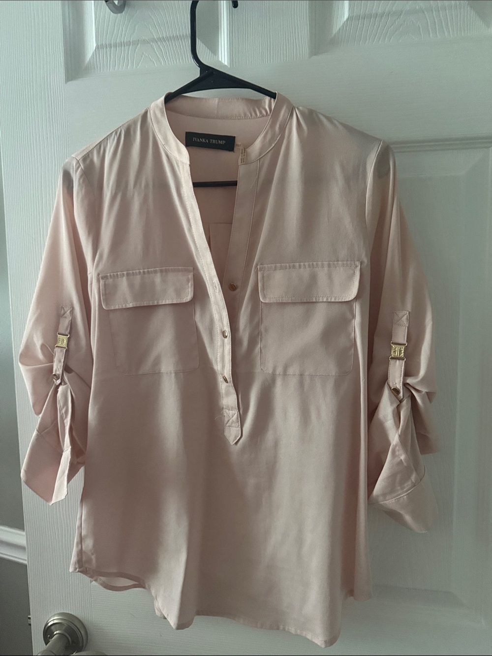 Ivanka Trump Blush Pink Button-Front Tunic Shirt